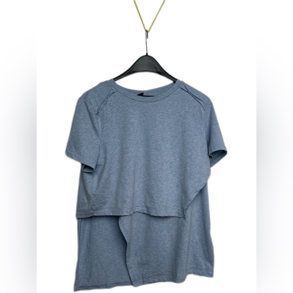 Shein X Gray/Light Blue‎ Short Sleeve Layered Top Size Small